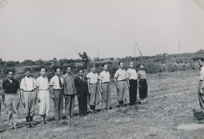 Munkaszolgálatosok sorszemléje egy mezőn Dabason