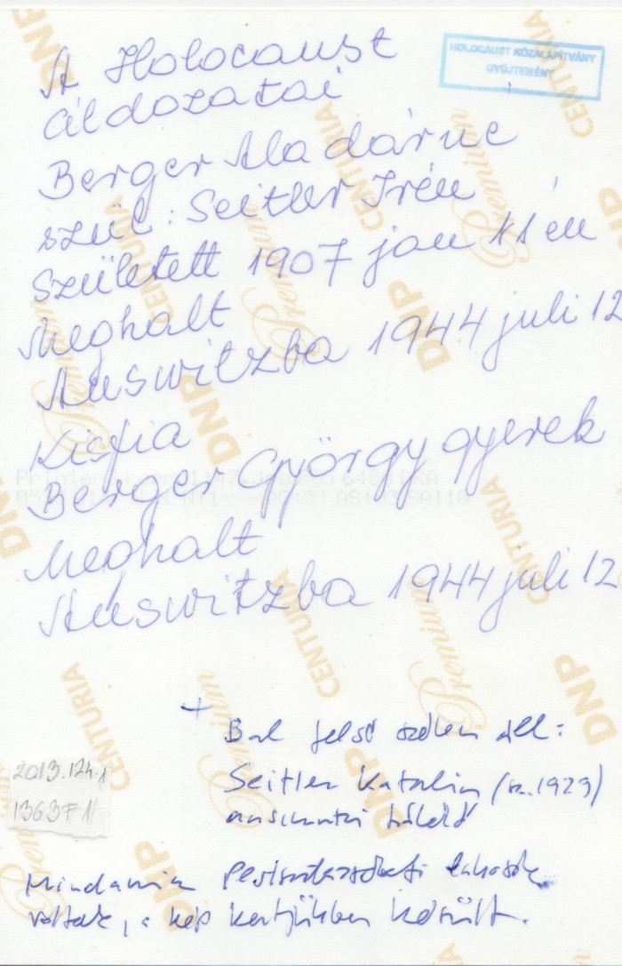  Családi kép hátoldalán kézzel írt szöveg
