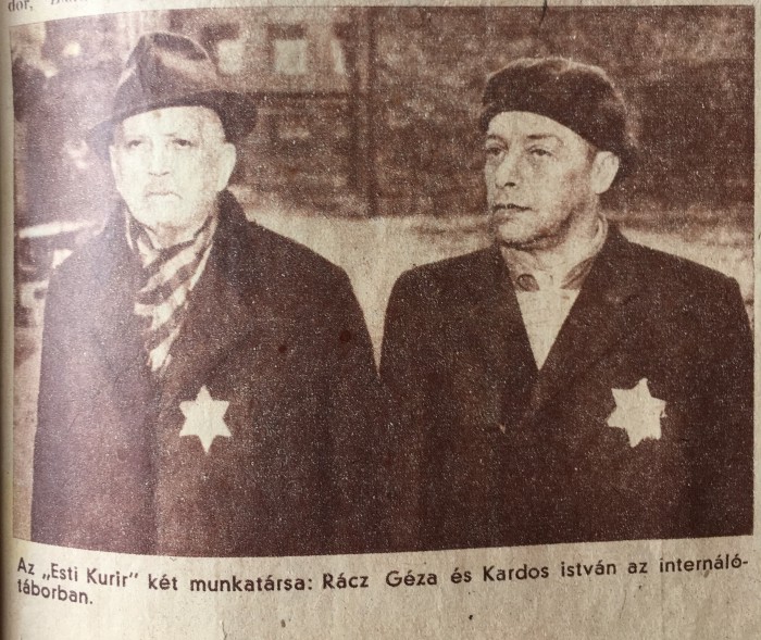 Két újságíró sárga csillaggal a "Harc" című lapban